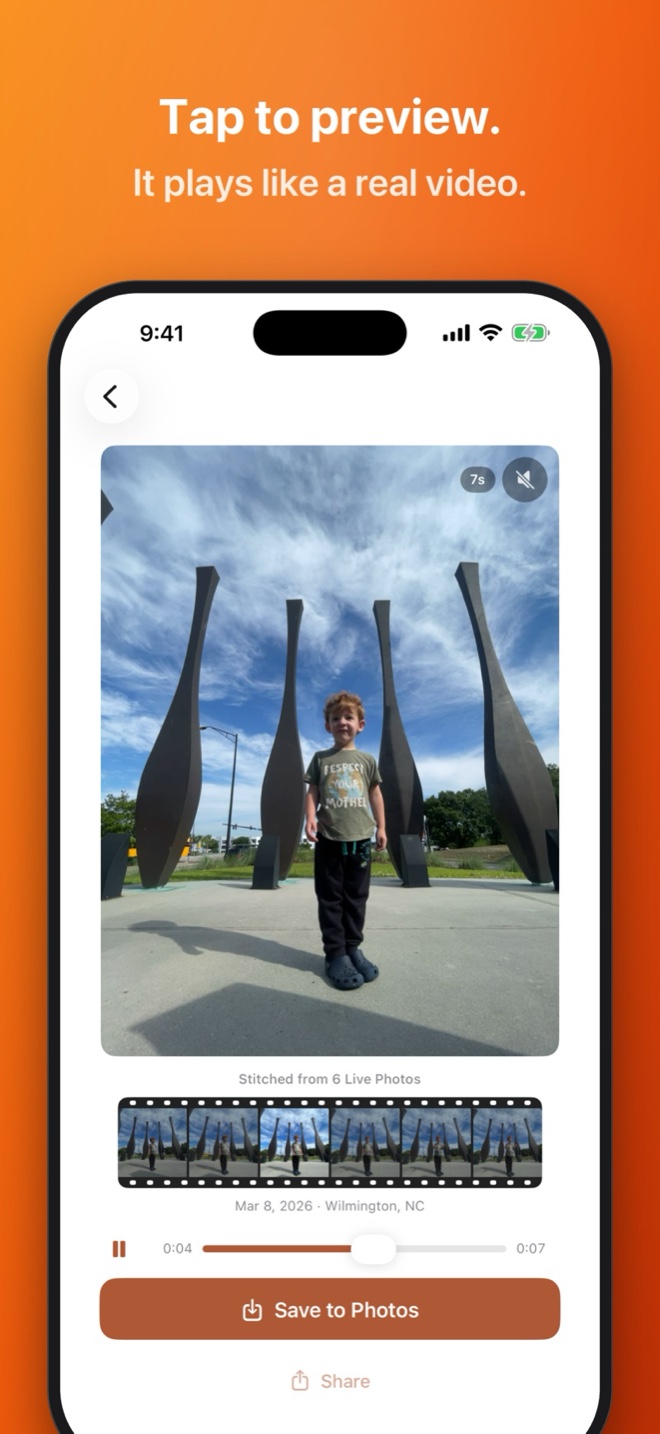 Spool’s video player and source Live Photo filmstrip in existing App Store artwork